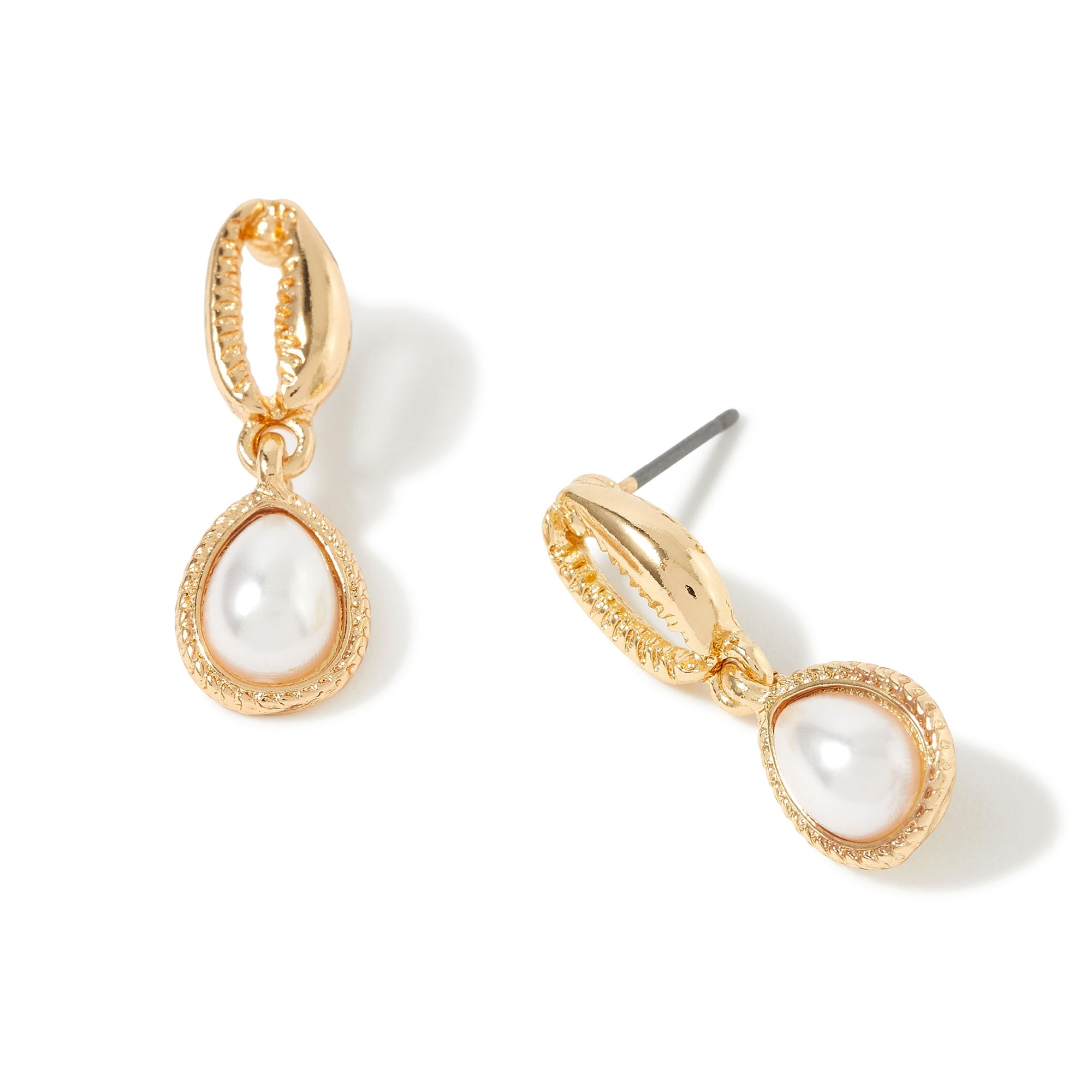 Accessorize London Women'S Gold Shell & Pearl Drop Earring