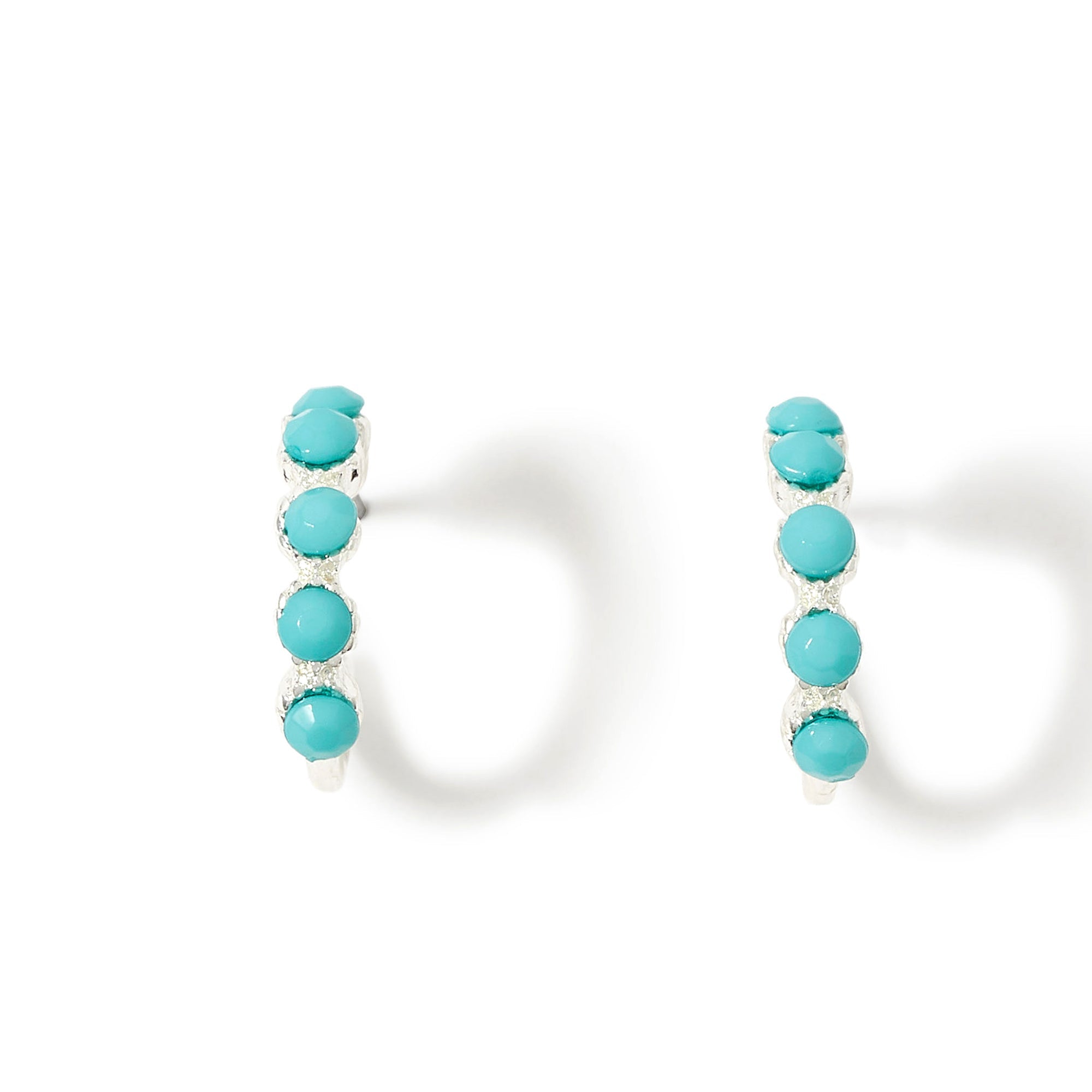 Accessorize London Women'S Super Classics Silver & Blue Bubble Stone Huggie Hoop Earring
