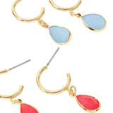 Accessorize London Women's multi Seascape Pack of 3 Crystal Huggie Hoops Earring