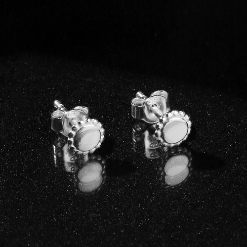 925 Pure Sterling Silver Rec Boho Disc Stud Earring For Women