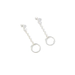 925 Pure Sterling Silver Rec Boho Circle Drop Stud Earring For Women