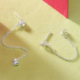 925 Pure Sterling Silver Cz Teardrop Chain Drop Earrings For Women