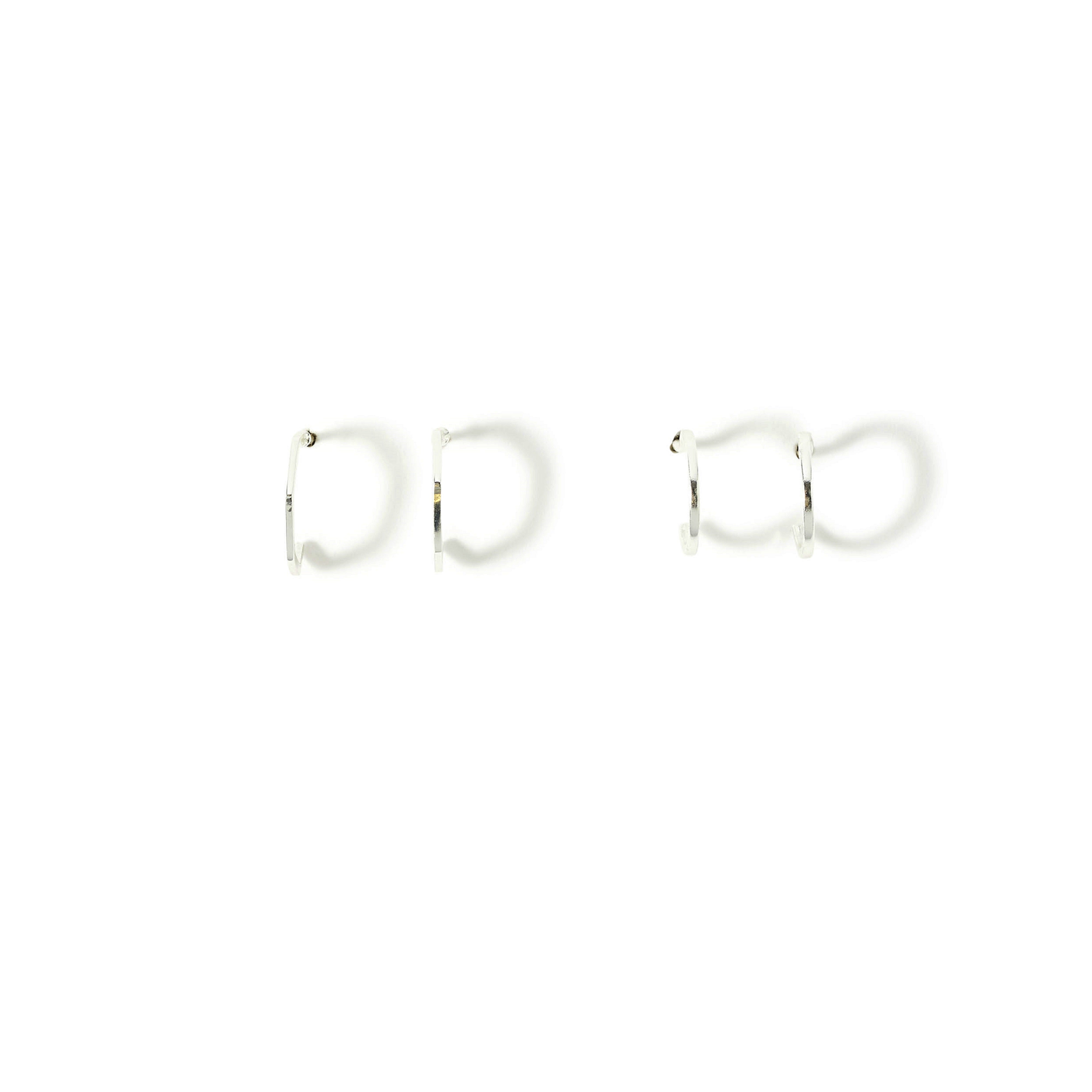 925 Pure Sterling Silver Set of 2 Hex And Round Hoop Earring For Women