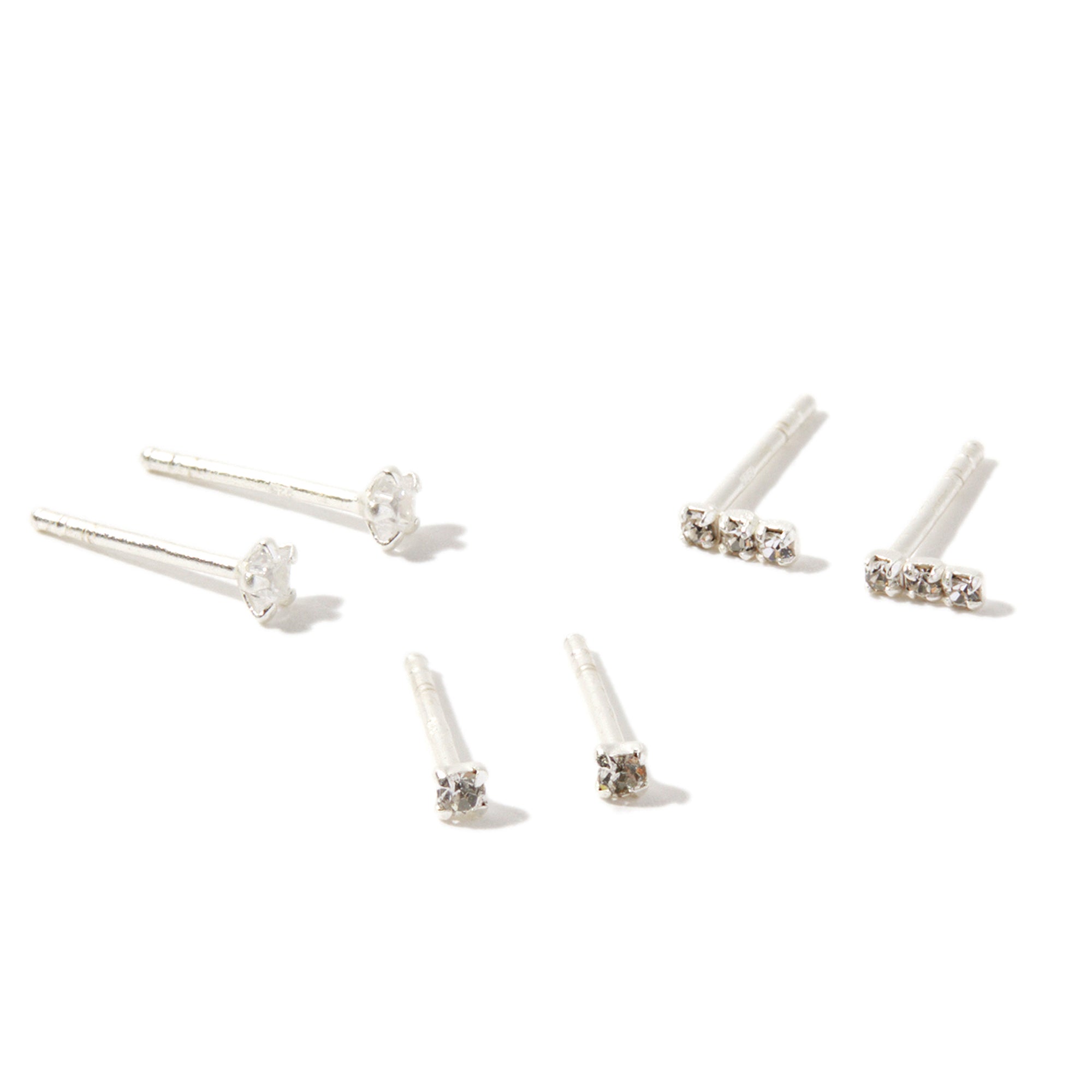 925 Pure Sterling St Silver Plated Sparkle Stud Set Of 3 For Women By Accessorize London