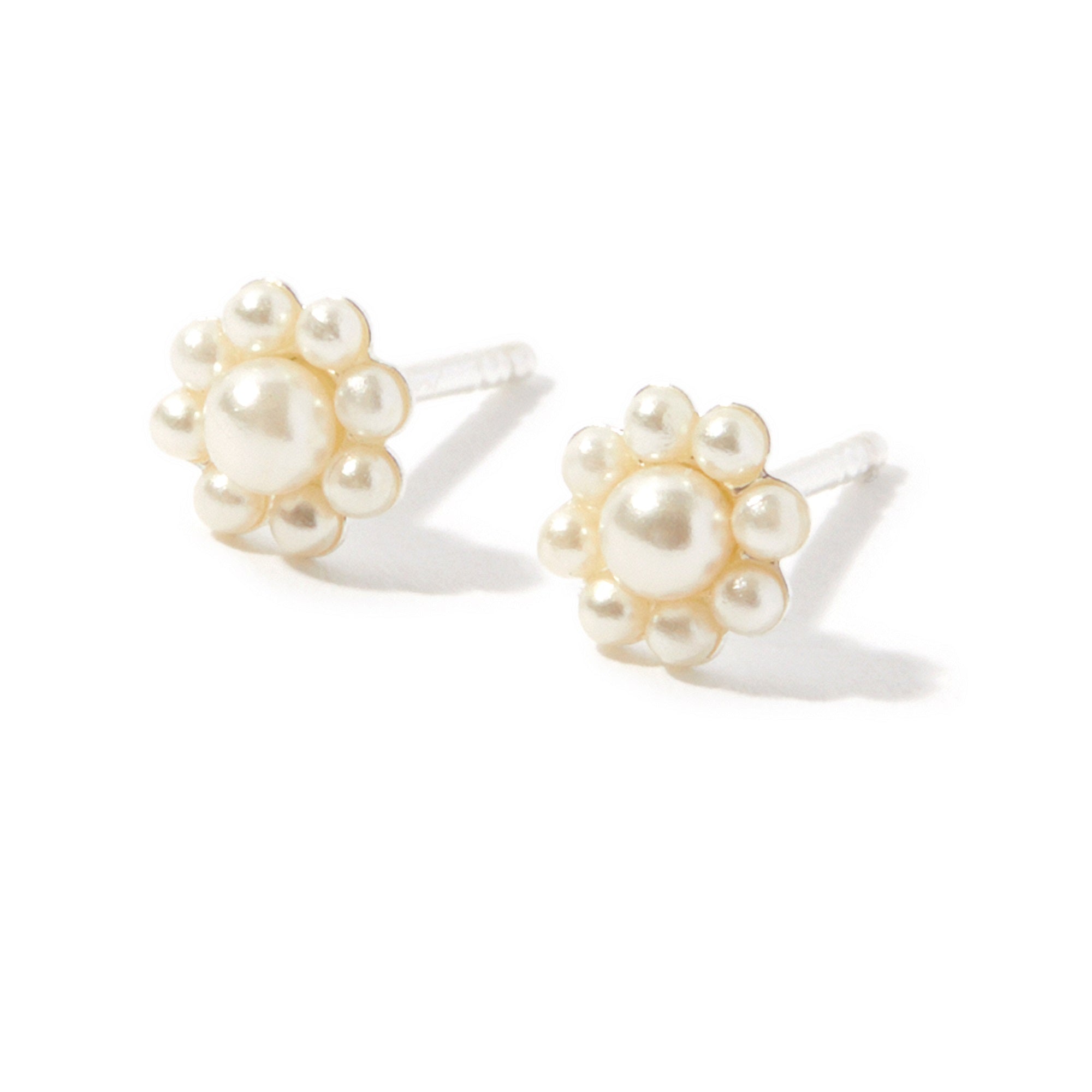 925 Pure Sterling Silver Pearl Flower Studs Earring For Women