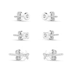 925 Pure Sterling Silver Set Of 3 Crystal Shaped Stud Earring Set
