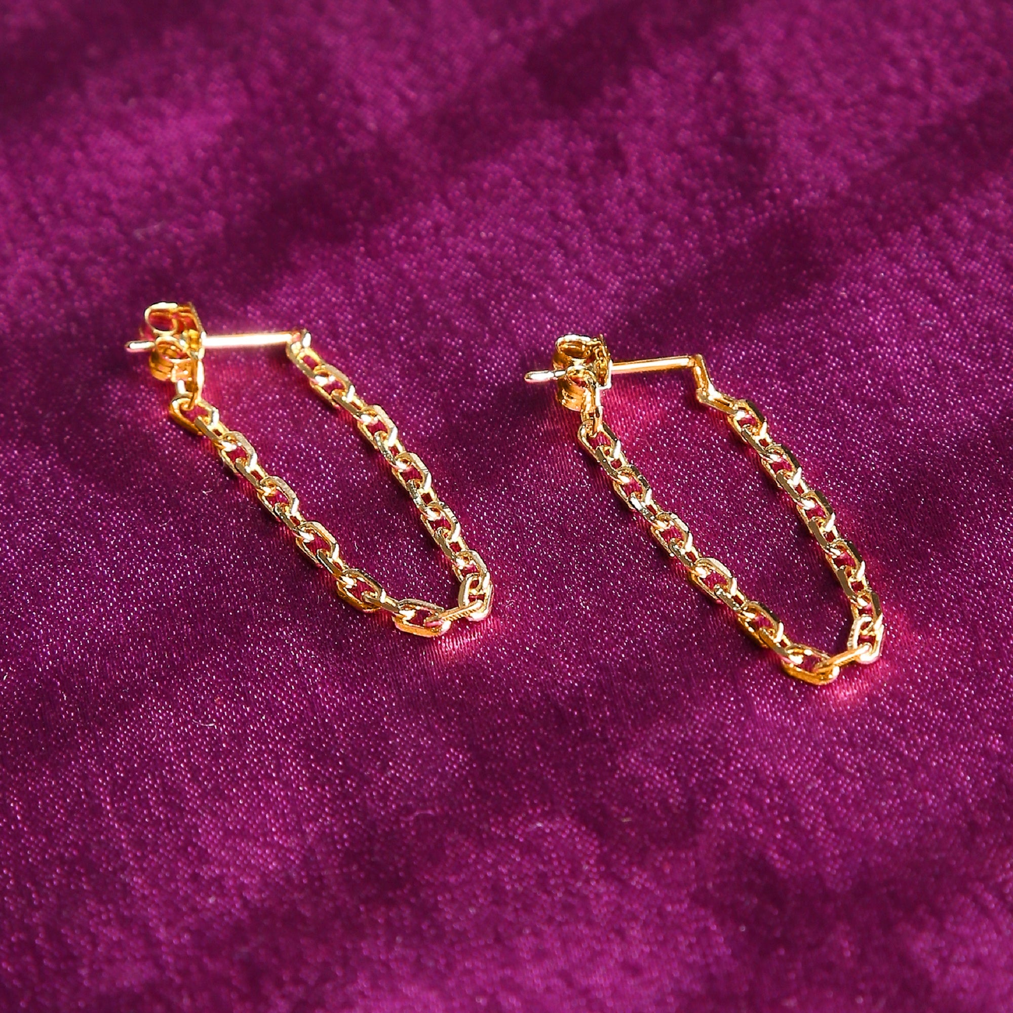 Real Gold Plated Fancy Paperclip Drop Earrings For Women By Accessorize London