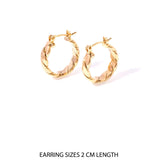 Real Gold Plated Heirloom Small Chunky Twist Hoop Earrings For Women By Accessorize London