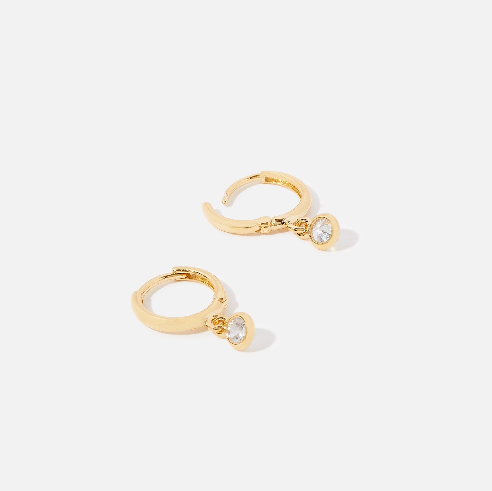 Real Gold Plated Sparkle Drop Hoops Earring For Women By Accessorize London