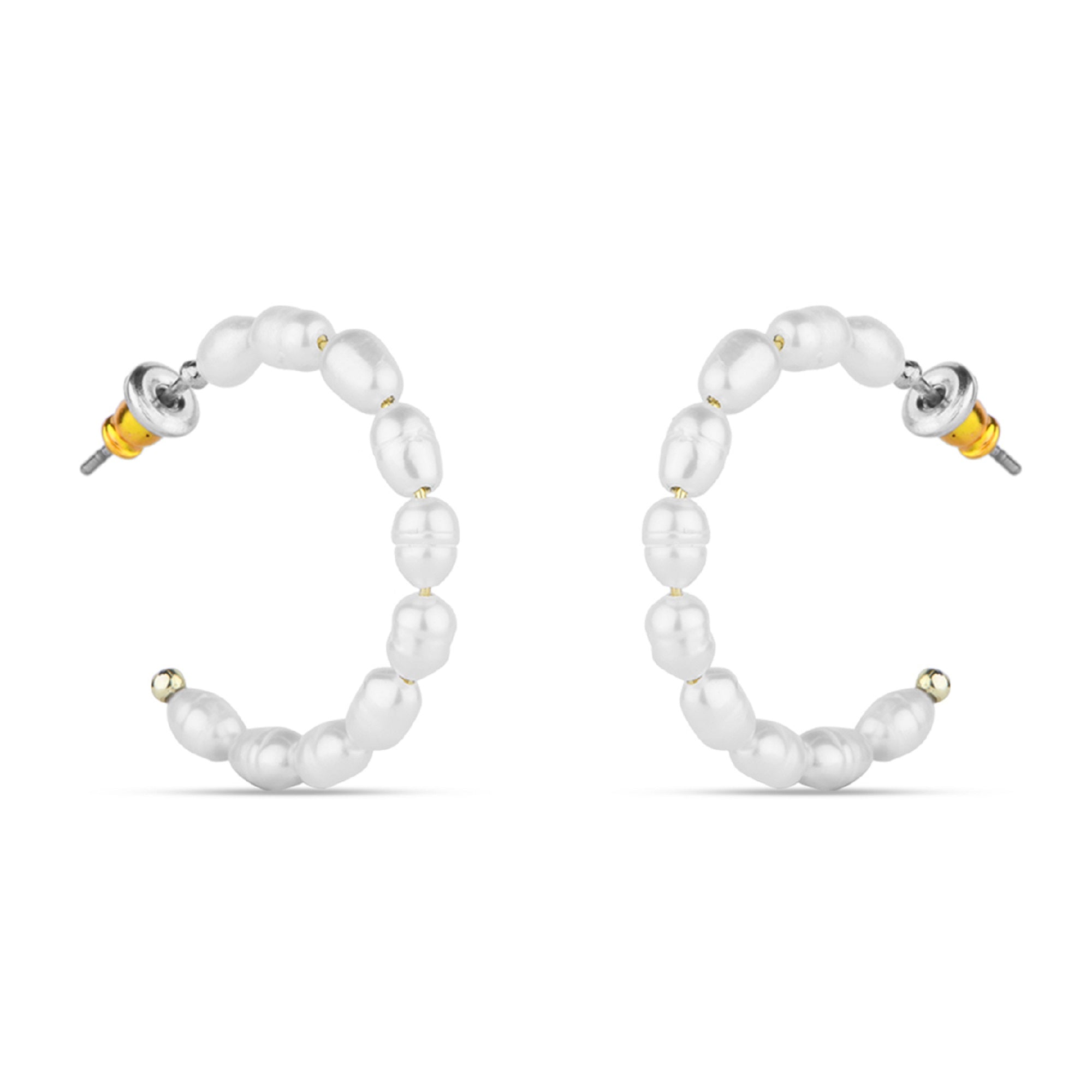 Real Gold Plated Freshwater Pearl Hoop Earring For Women By Accessorize London