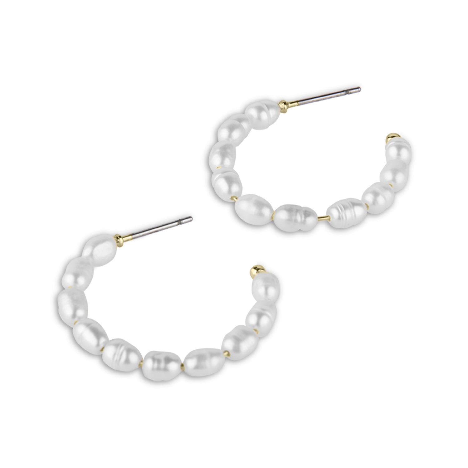 Real Gold Plated Freshwater Pearl Hoop Earring For Women By Accessorize London