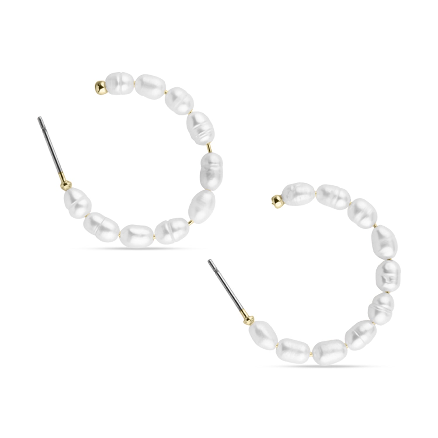 Real Gold Plated Freshwater Pearl Hoop Earring For Women By Accessorize London