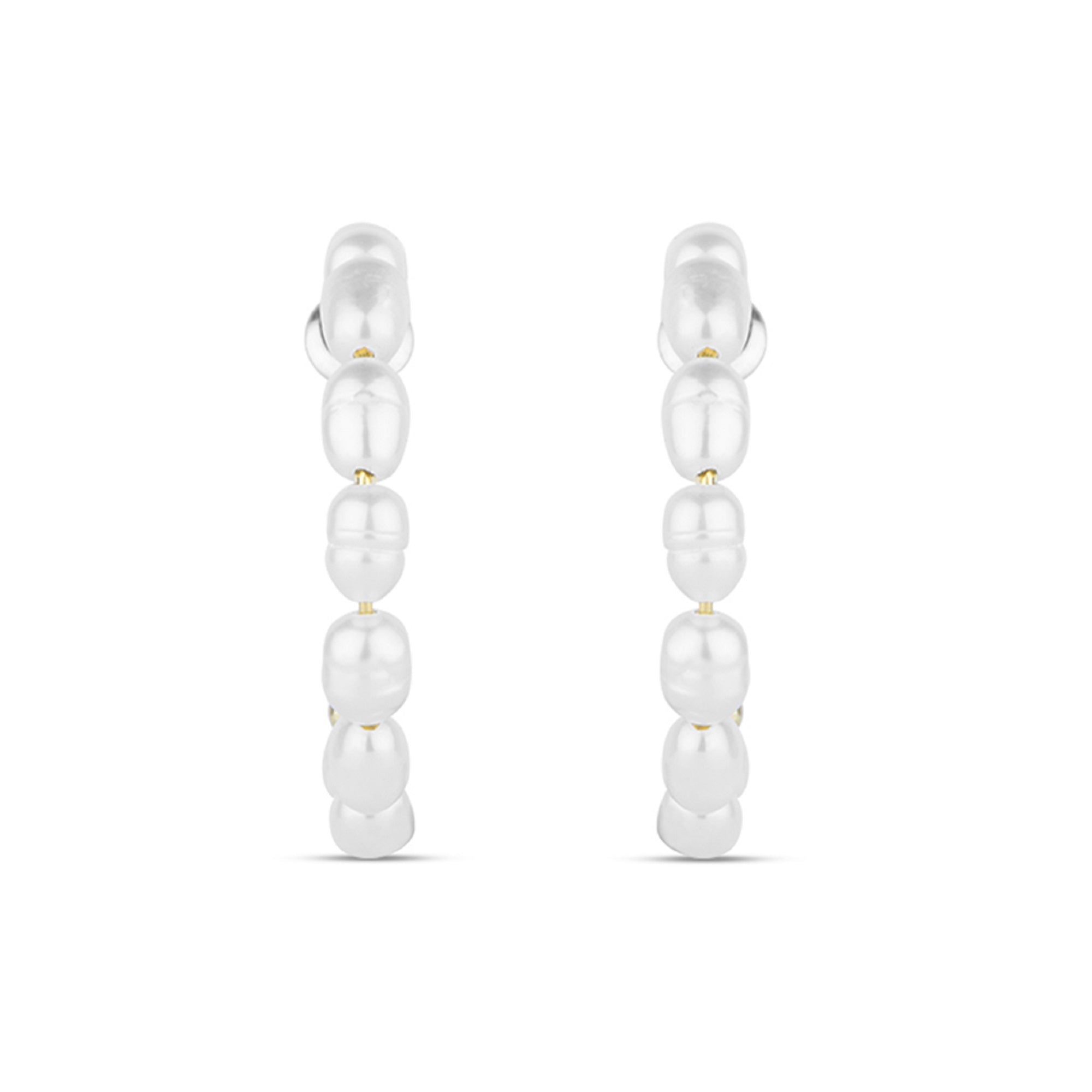 Real Gold Plated Freshwater Pearl Hoop Earring For Women By Accessorize London
