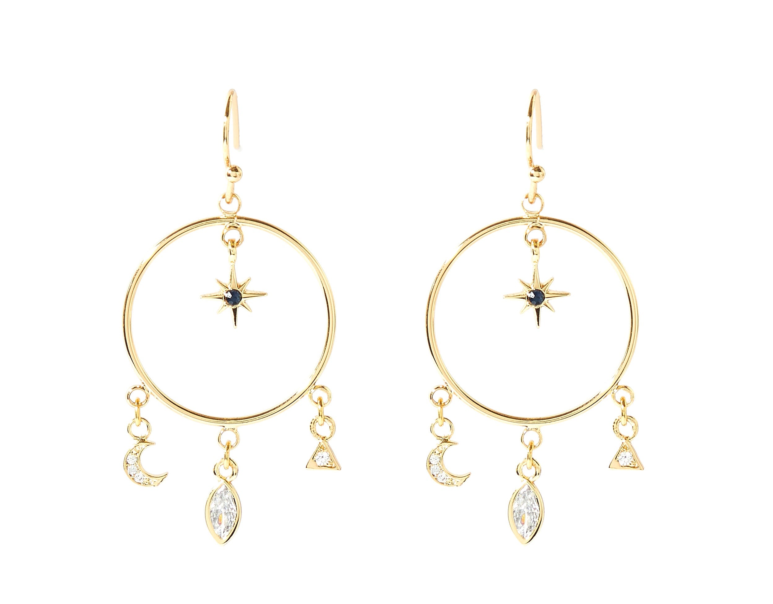 Real Gold Plated Celestial Dreamcatcher Earrings For Women By Accessorize London
