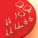 Real Gold Plated Set Of 12 Sparkle Heart Stud And Hoop Earring Pack For Women By Accessorize London