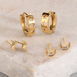 Real Gold Plated Set of 3 Cut Out Star Stud And Hoop Earring For Women By Accessorize London