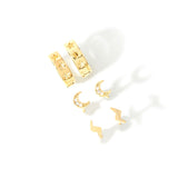 Real Gold Plated Set of 3 Cut Out Star Stud And Hoop Earring For Women By Accessorize London