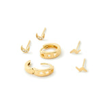 Real Gold Plated Set of 3 Cut Out Star Stud And Hoop Earring For Women By Accessorize London