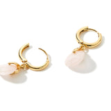 Real Gold Plated Circle Healing Stone Hoops Earring Rose Quartz For Women By Accessorize London