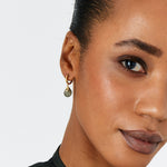 Real Gold Plated Circle Healing Stone Hoops Earring Laboradite For Women By Accessorize London