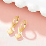 Real Gold Plated Mini Puff Heart Hoop Earring For Women By Accessorize London