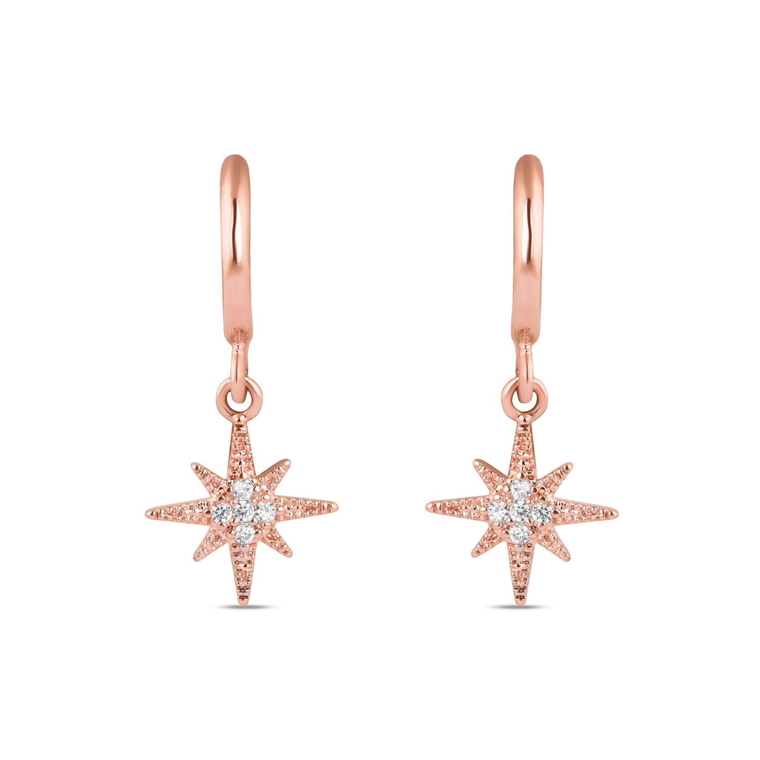 Real Gold Plated Rose Gold Sparkle Star Huggies Earring Alloy Huggie Earring