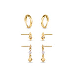 Real Gold Plated Set of 3 Mixed Rose Quartz Earring Set For Women By Accessorize London