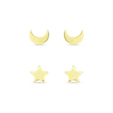 Real Gold Plated Star & Moon Stud Mismatch Earring For Women By Accessorize London