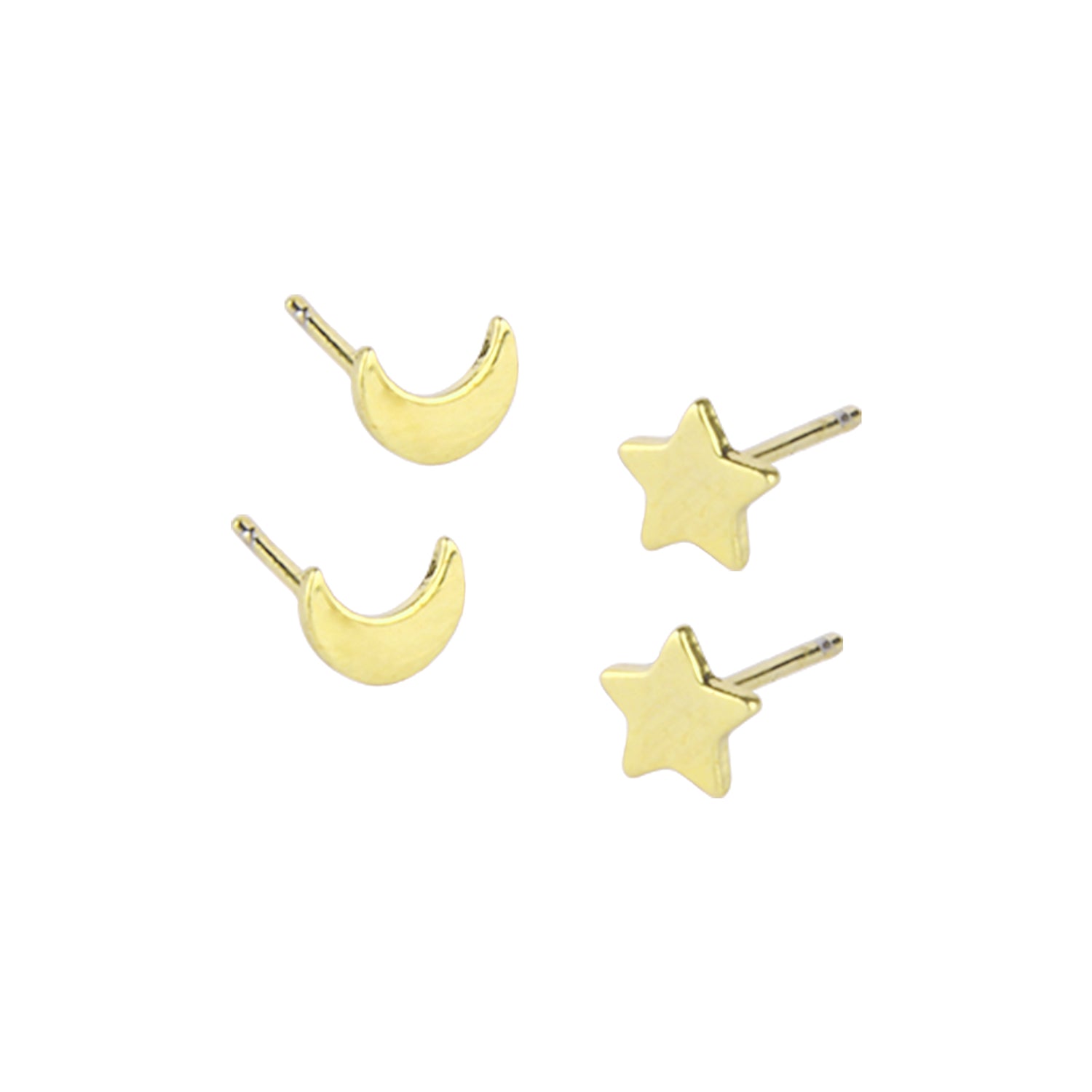 Real Gold Plated Star & Moon Stud Mismatch Earring For Women By Accessorize London