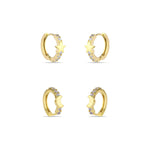 Real Gold Plated Star & Moon Sparkle Huggie Hoop Earrings For Women By Accessorize London