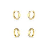 Real Gold Plated Star & Moon Sparkle Huggie Hoop Earrings For Women By Accessorize London