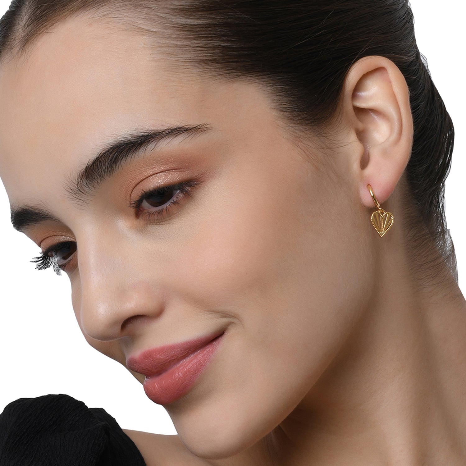 Real Gold Plated Heart Sunray Drop Huggie Earrings For Women By Accessorize London
