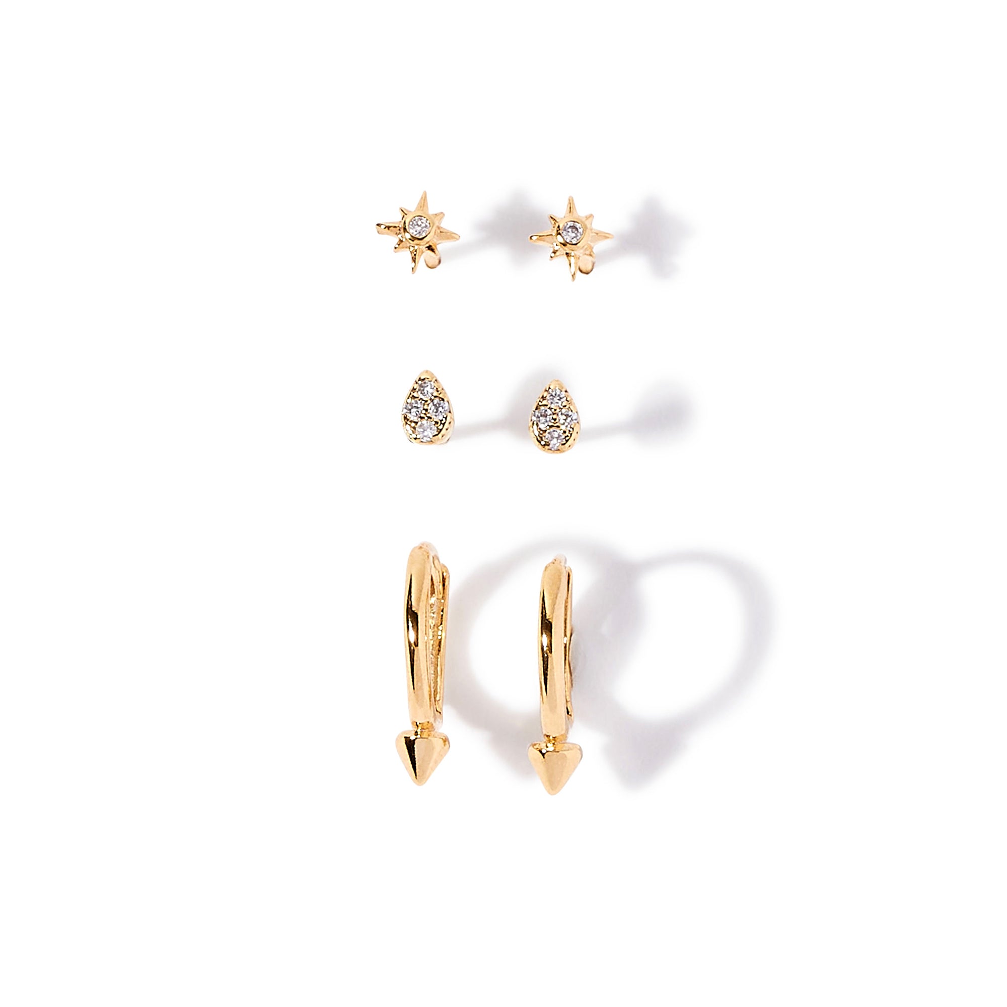 Real Gold Plated Heart Sunray Drop Huggie Earrings For Women By Accessorize London