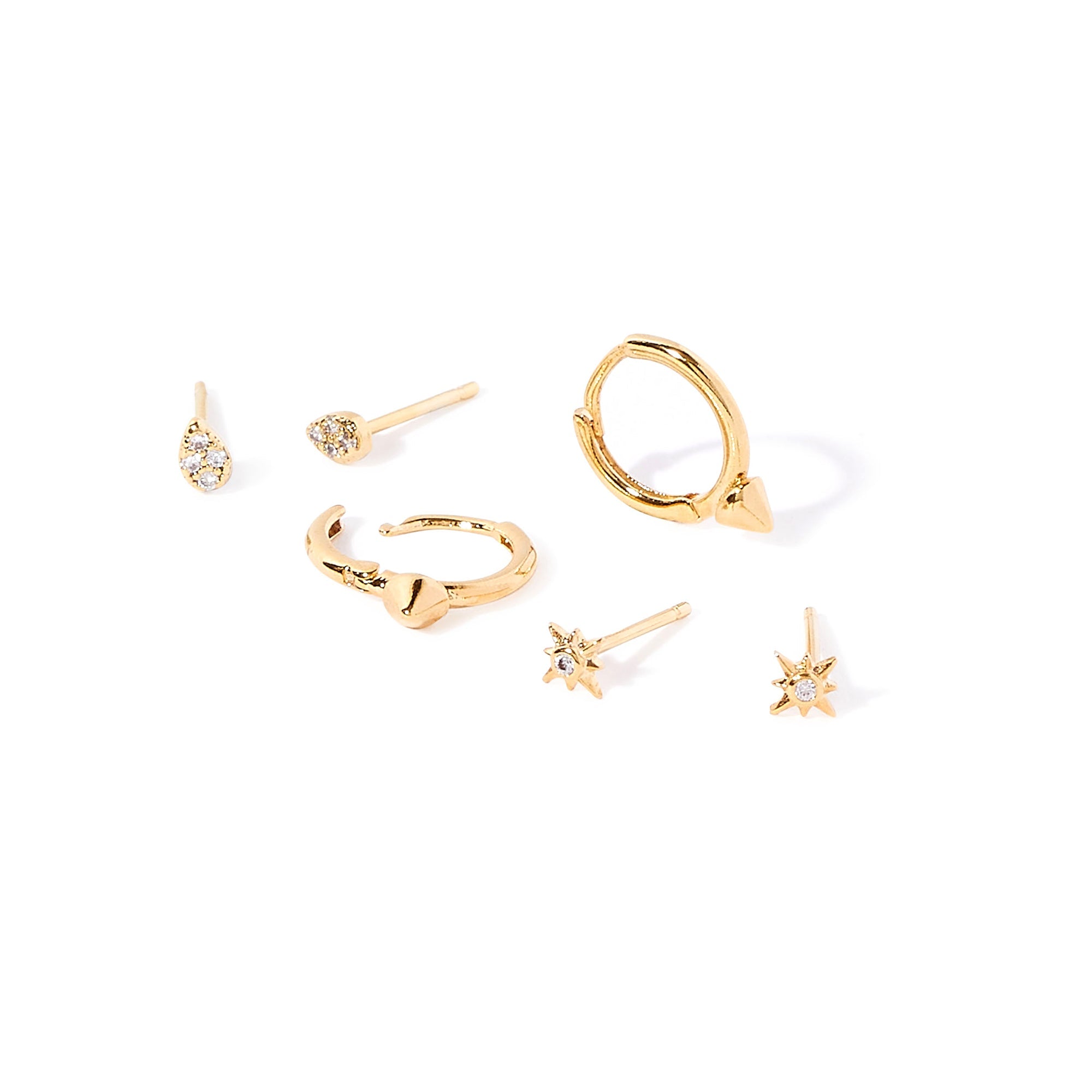 Real Gold Plated Heart Sunray Drop Huggie Earrings For Women By Accessorize London