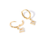 Real Gold Plated Diamond Drop Huggies Earring For Women By Accessorize London