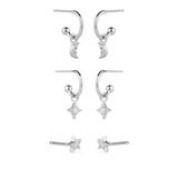 Real Gold Plated Set Of 3 Celestial Hoop & Stud Earring Pack For Women By Accessorize London