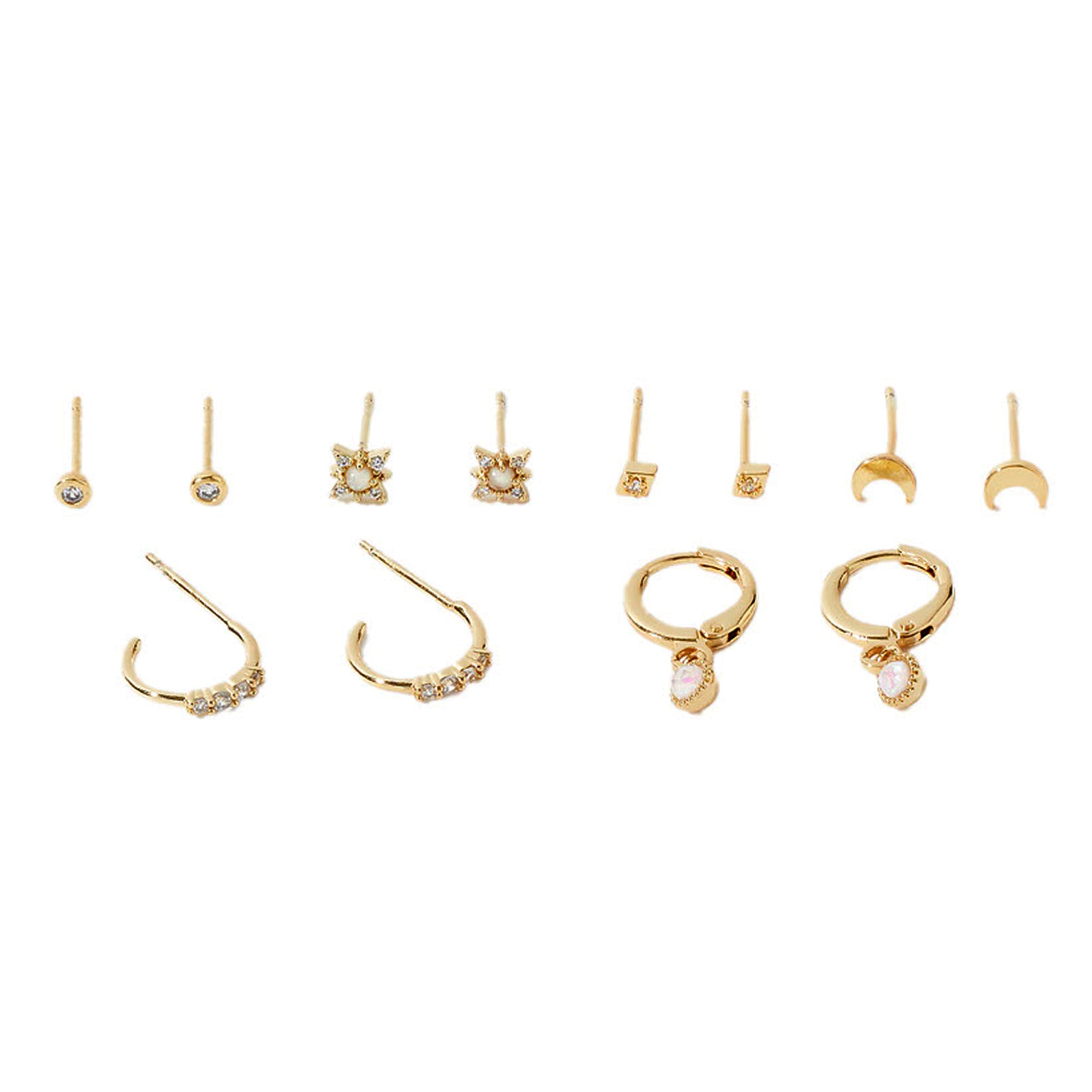 Real Gold Plated Opal Celestial 12 Pack Earring Set For Women By Accessorize London