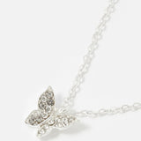 Accessorize London Women's Silver Butterfly Pave Pendant
