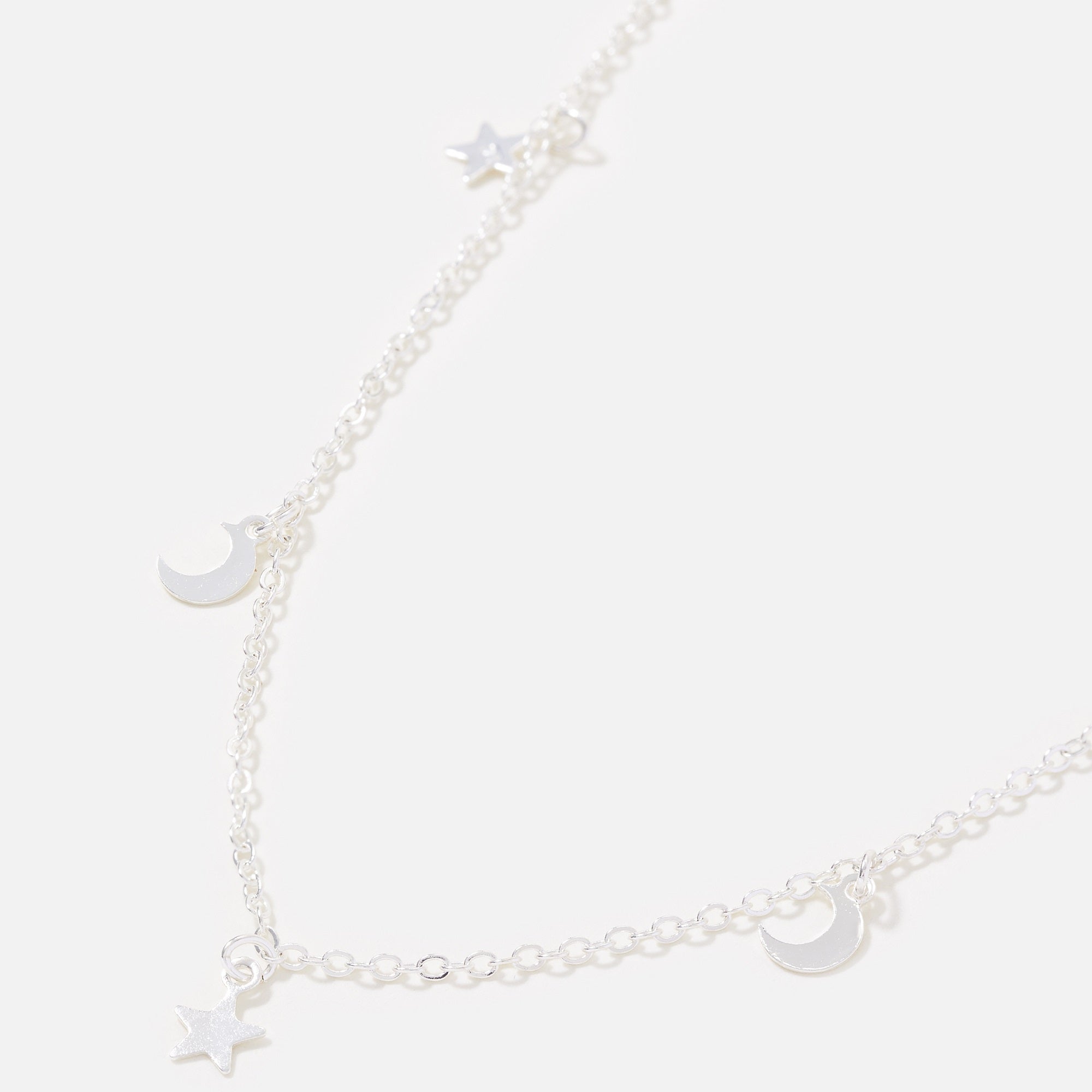 Accessorize London Star And Moon Station Silver Casual Necklace