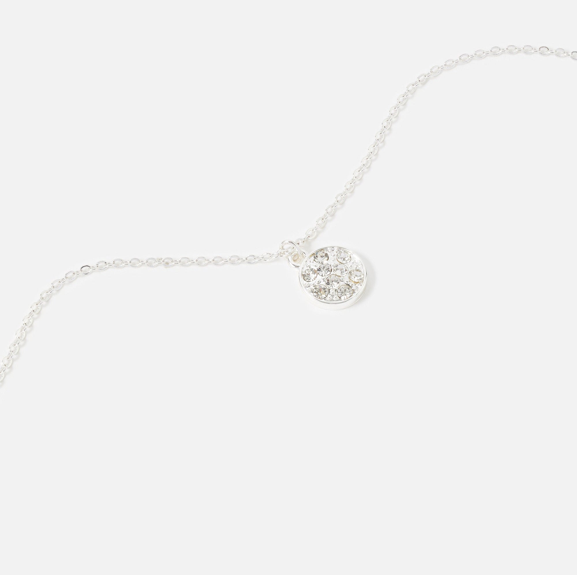 Accessorize London Women's Silver Pave Circle Necklace