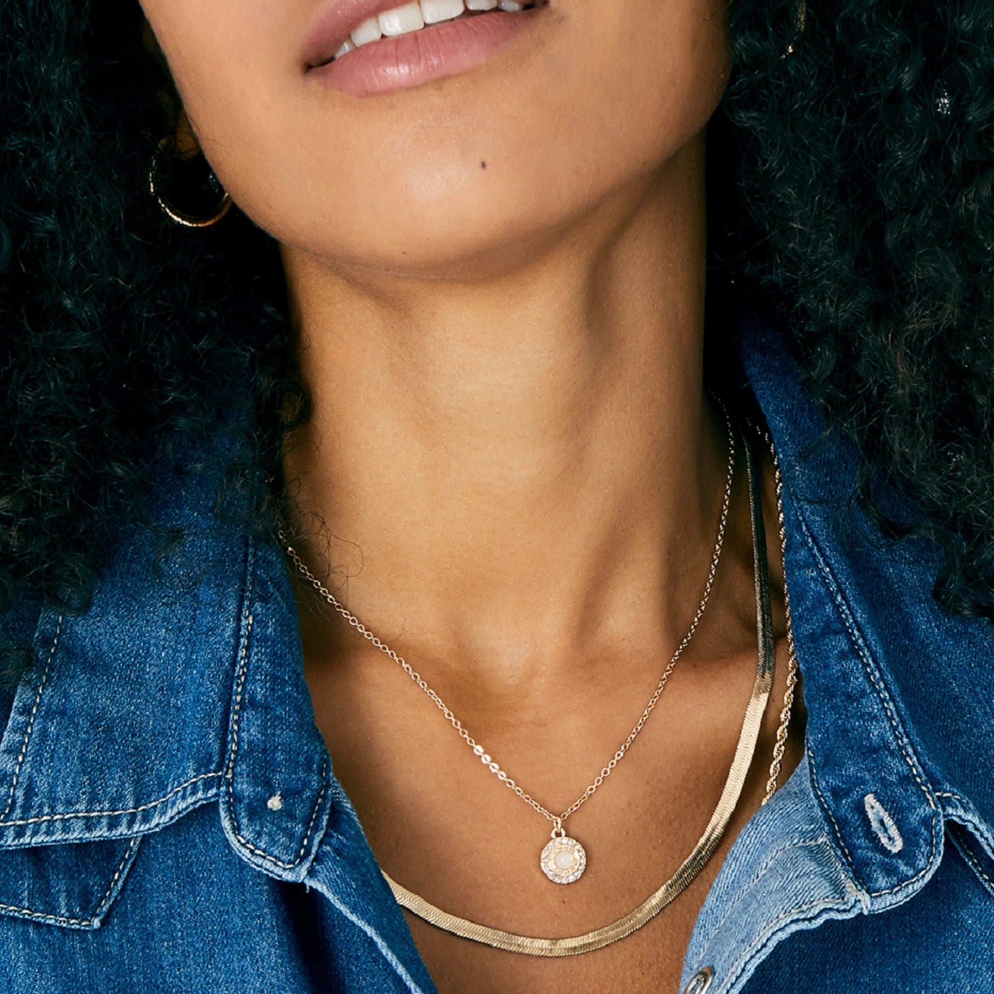 Accessorize London Women's Gold Pave Circle Necklace
