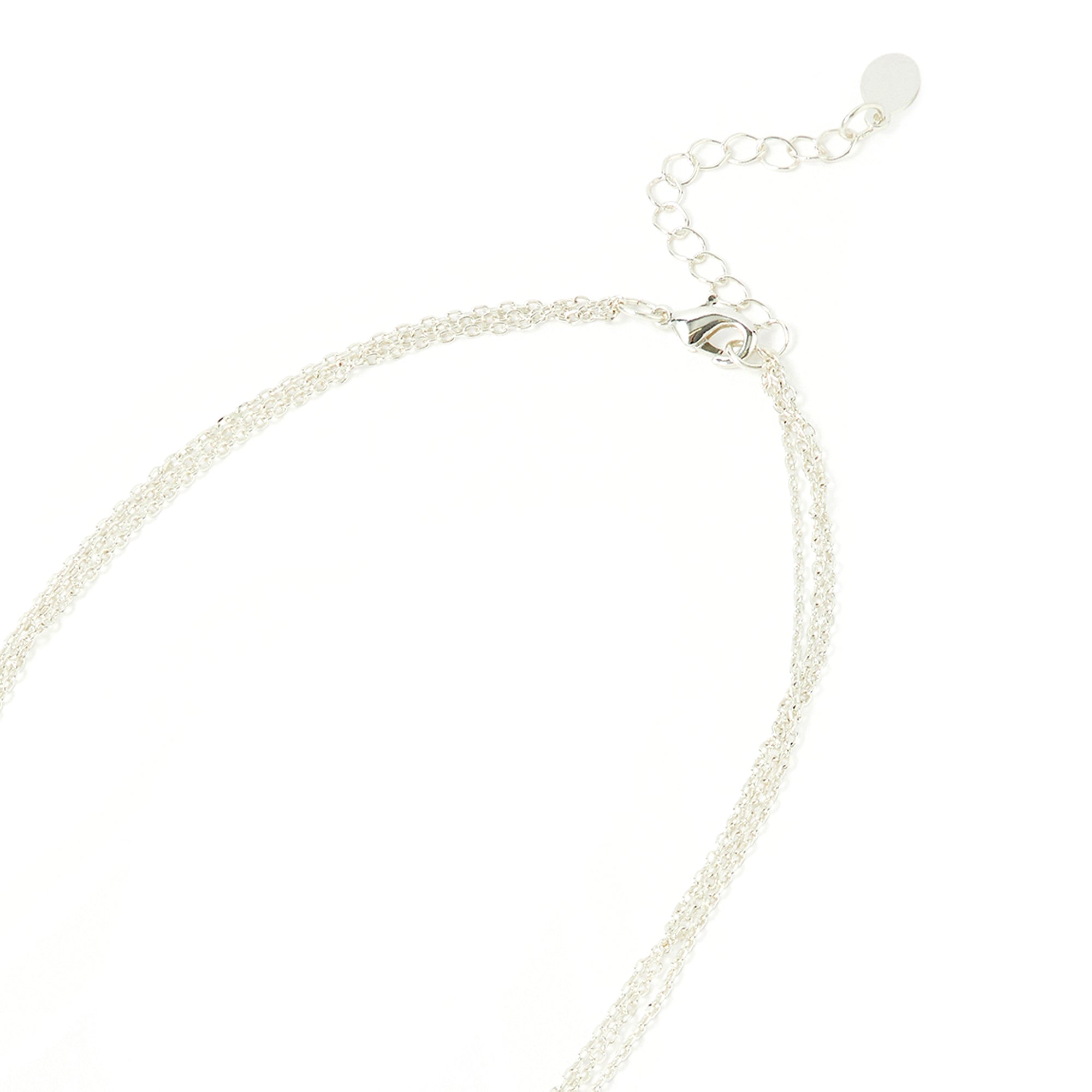 Accessorize London Women's Silver Set of 3 Drops & Filigree Multirow Necklace