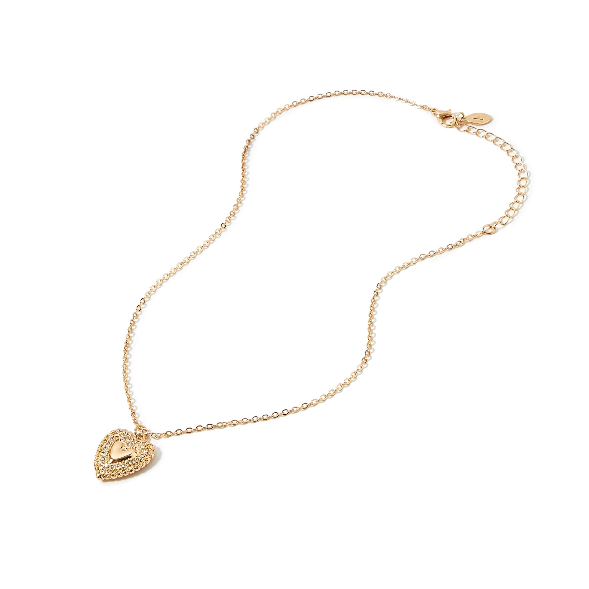 Accessorize London Women'S Gold Heart Pave Pendant Necklace