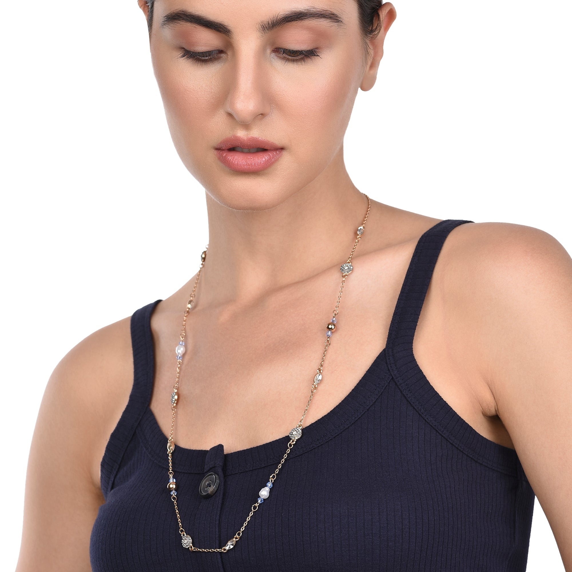 Accessorize London Women's Multi Eclectic Stones Rope Necklace