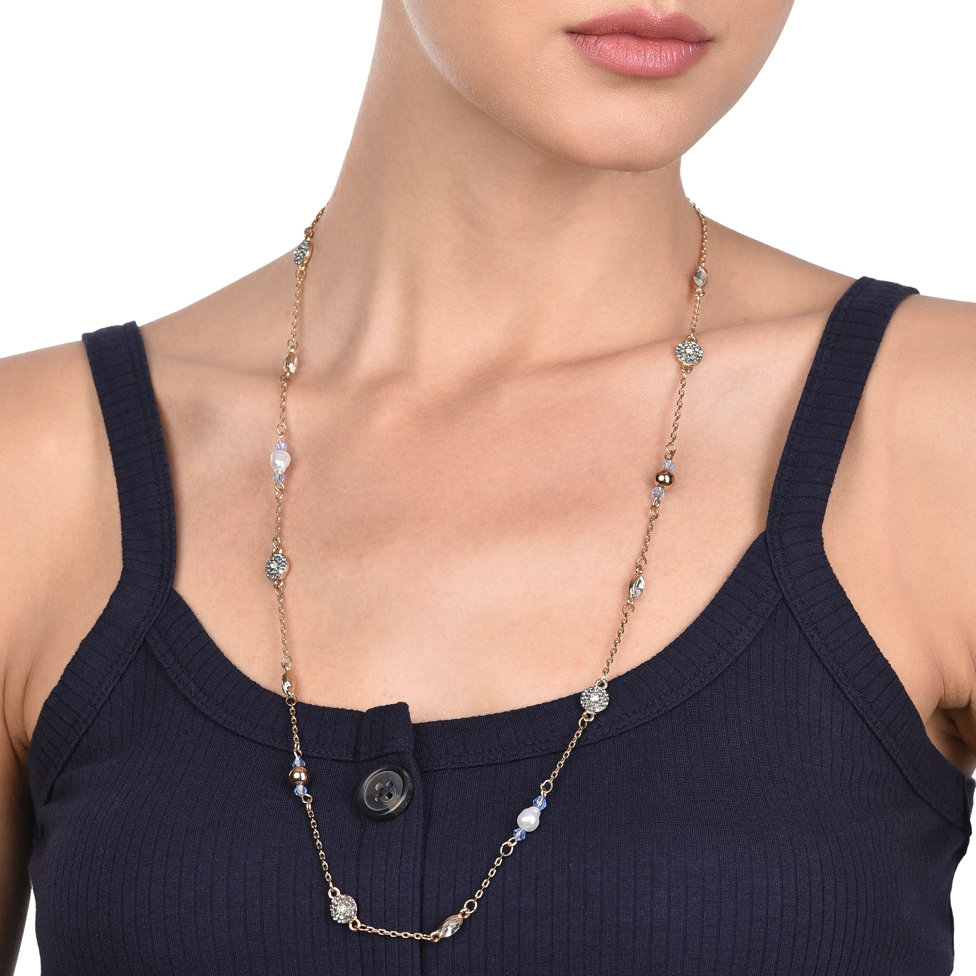 Accessorize London Women's Multi Eclectic Stones Rope Necklace