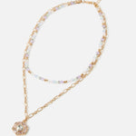 Accessorize London Women's Pastel Pop set of 2 Facet Beads & Crystal Pendant Necklace