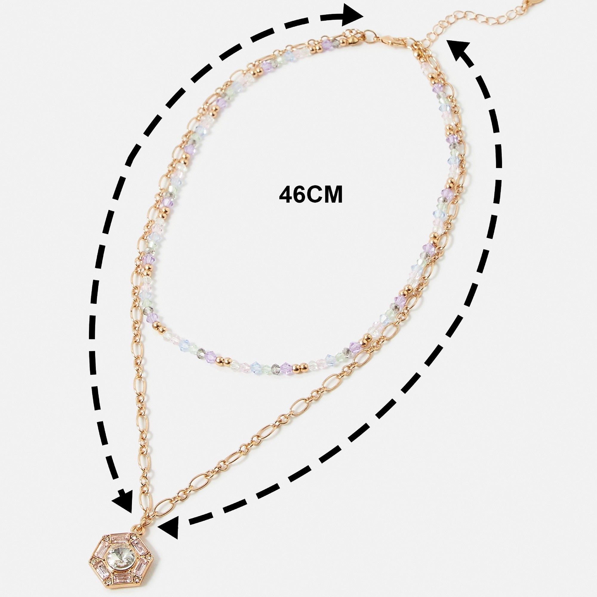 Accessorize London Women's Pastel Pop set of 2 Facet Beads & Crystal Pendant Necklace - Accessorize India