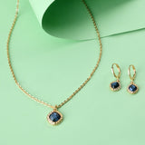 Accessorize London Women'S Blue Stone & Halo Huggie Hoop Earring & Pendant Necklace Pack