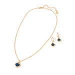 Accessorize London Women'S Blue Stone & Halo Huggie Hoop Earring & Pendant Necklace Pack