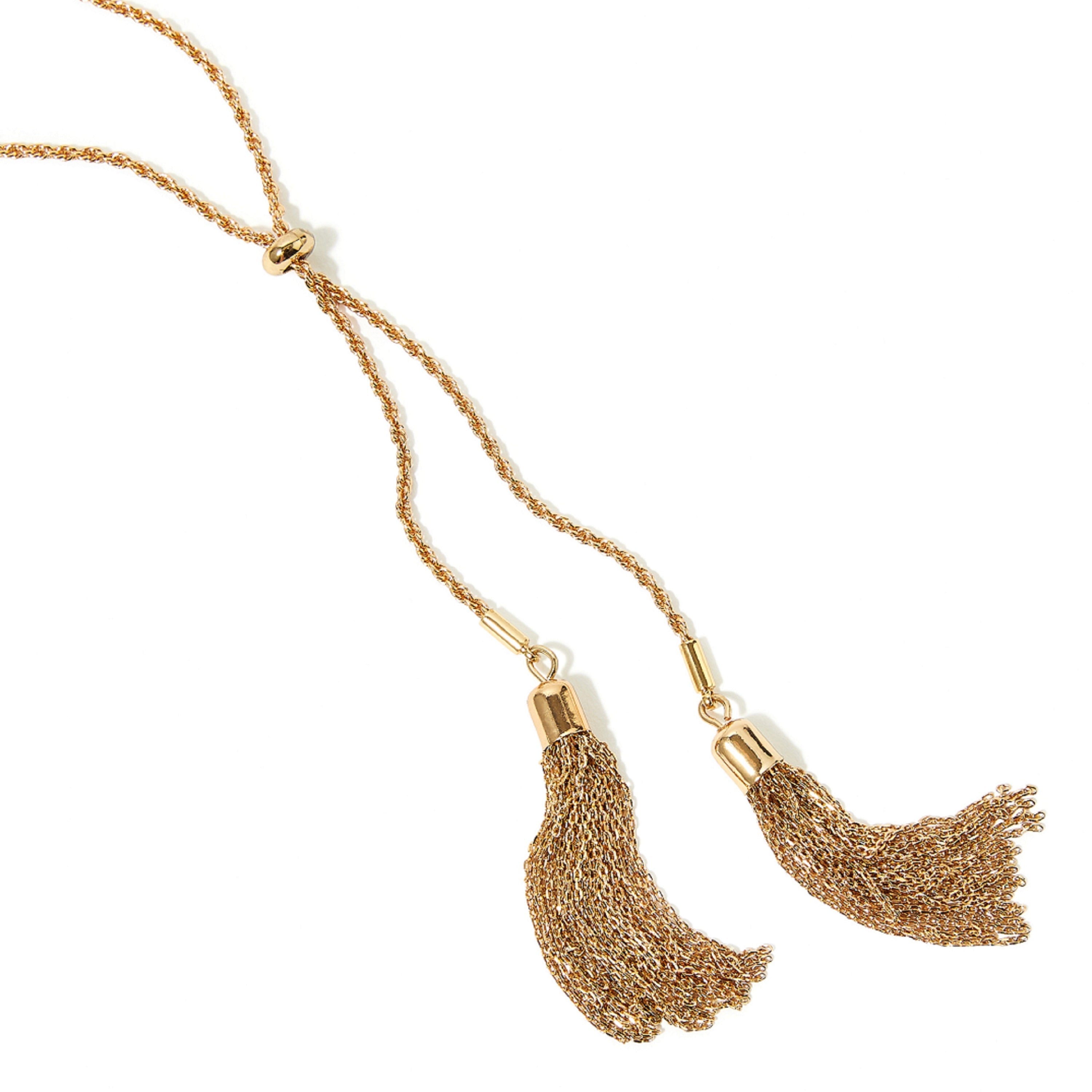 Womens gold tassel on sale necklace